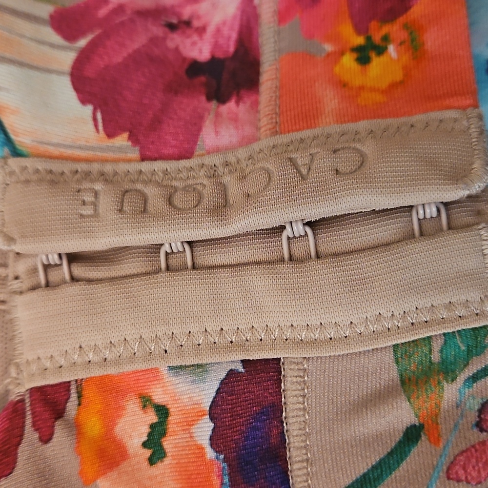 Cacique 42F Comfort Bliss No-Wire Lightly Lined Tan Pink Blue Floral Bra EUC - Picture 3 of 9